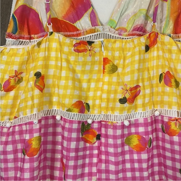 Farm Rio NEW Colorful Picnic Gingham Cashew Maxi Dress Size XL - Picture 5 of 7